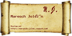 Maresch Jolán névjegykártya